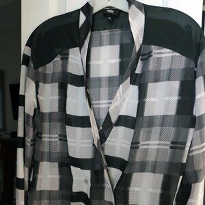 Black Plaid sheer blouse size medium